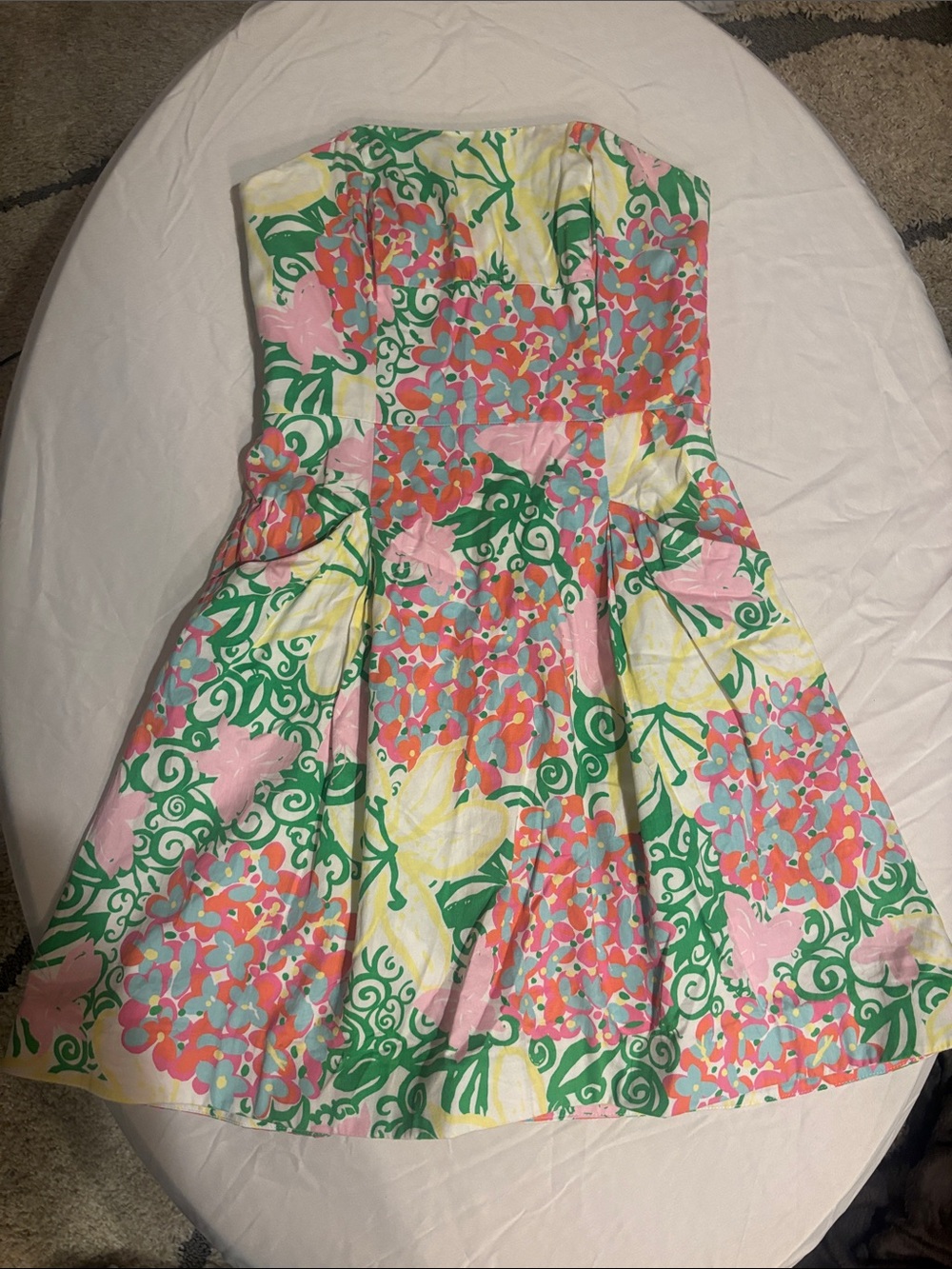 Lily Pulitzer Strapless Floral Fit & Flare Dress - Pink, Green & Yellow